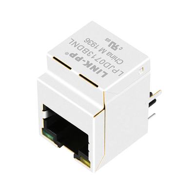 HFJV1-1G01-L12RL 1000 Base-T ตัวเชื่อมต่อแนวตั้ง RJ45 ไฟ LED สีเหลือง / เขียว LPJD0713BDNL