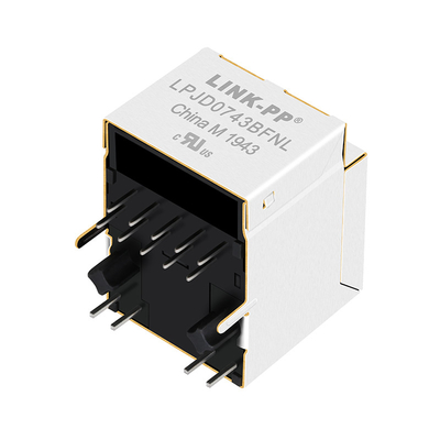HFJV1-1G41-L11RL 1,000 Base-T RJ45 แจ็คแนวตั้งพร้อม Magnetics LPJD0743BFNL