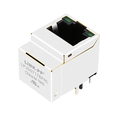 HFJV1-1G06-L11RL Gigabit RJ45 MagJack แนวตั้ง 1,000 Base-T LED สีเขียว / เขียว LPJD0717BFNL