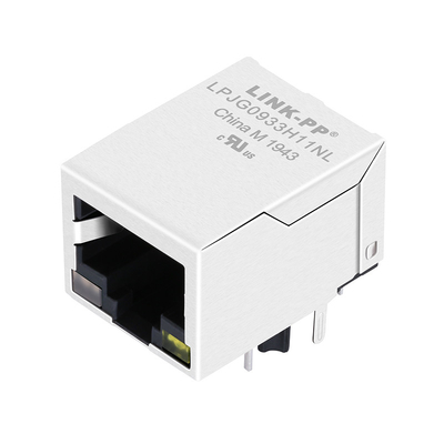 1x1 Port RJ45 Connector With 1000Base T Integrated Magnetics LPJG0933H11NL การเชื่อมต่อที่ใช้งานได้