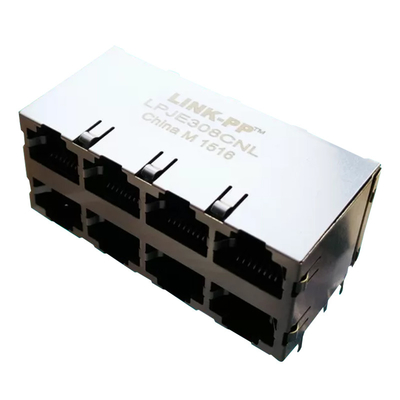 ซ้อนกัน RJ45 LPJE308CNL พอร์ตด้านข้าง 8 พอร์ต 2x4 Rj45 8P8C ช่องเสียบแบบโมดูลาร์