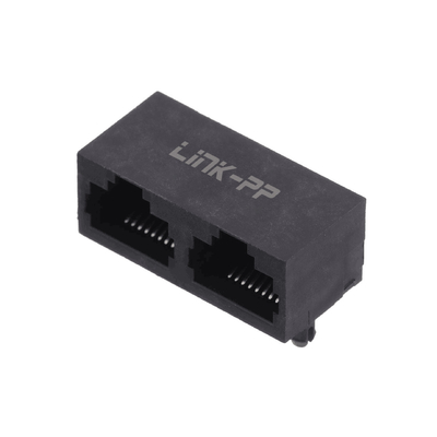 พอร์ตคู่ไม่หุ้มฉนวน 8p8c 1x2 แจ็คขั้วต่อ RJ45 E5J88-00AJG2-L