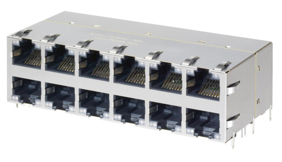 2x6 RJ45 Multi Connector 85732-1008 เปิด PSE PoE+ พร้อม LED