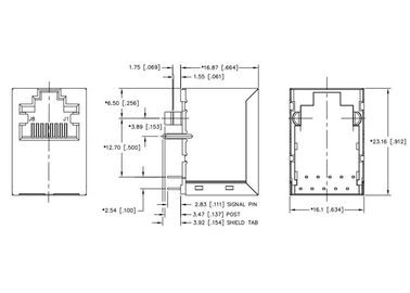 ตัวเชื่อมต่อ Ethernet เทียบเท่า JXD3-0003NL EXT TEMP Vertical RJ45 MAG