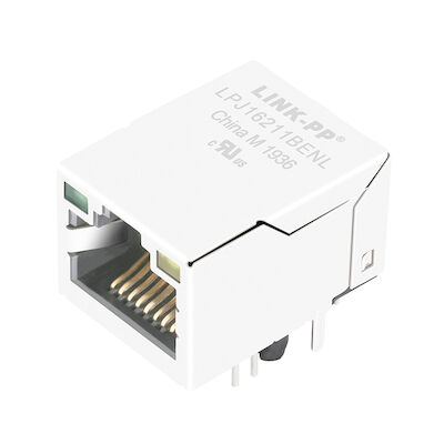 HR915340A Single Port 100 Base-T ขั้วต่อมุมขวา RJ45 LPJ16211BENL