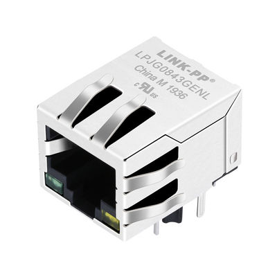HFJ11-1G41E-L12RL 1x1 ตัวเชื่อมต่อ Gigabit Short Body แบบแท็บลงแบบ Tab-Down RJ45
