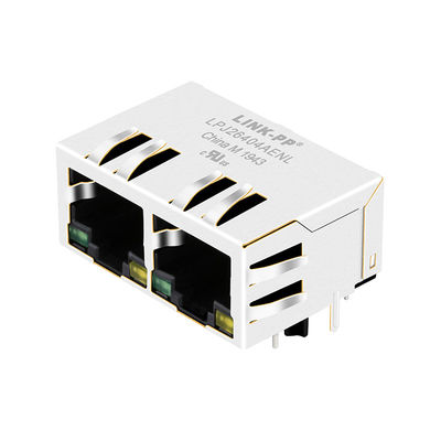 JXR8-1001NL 1x2 พอร์ต 10/100 Base-T G / Y Led Ethernet Lan พอร์ตแจ็คเครือข่ายตัวเชื่อมต่อ RJ45 ICM