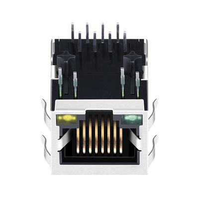 J0035D21BNL 10/100 Base-T แท็บลงสีเขียว / เหลือง Led 1x1 พอร์ตแม่เหล็ก Rj45 แจ็คโมดูลาร์