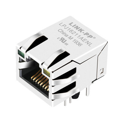P26-P01-18K7 = RT7-ZZ-0027 Rj45 แจ็คโมดูลาร์ 1 x 1 พอร์ตพร้อม LED LPJ16211AENL