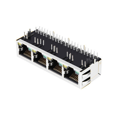 ARJ14A-MASD-AB-EMU2 1x4 พอร์ตหลายพอร์ต RJ45 8P8C 100Base-T Magnetics Ethernet แจ็ค
