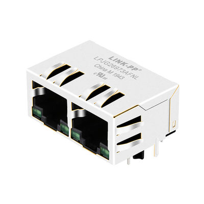 HFJ12-1G16ER-L11RL FastJack 1x2 แท็บลงล่างกิกะบิต RJ45 W / LED