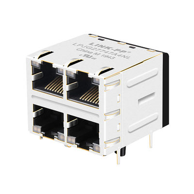 JXC0-0351NL พอร์ต RJ45 หลายพอร์ต 2 x 2 พร้อม LED PCB Jack