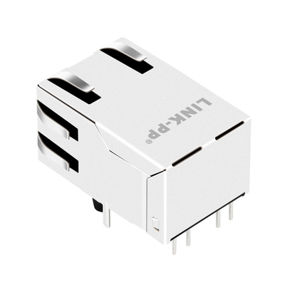 G27-111T-118 90 องศาแม่เหล็ก RJ45 แจ็ค 10G Base-T แท็บพอร์ต 1X1 พร้อมไฟ LED ชีลด์