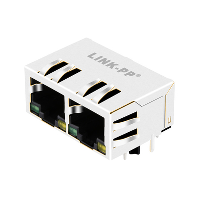 ไฟ LED สีเขียว / เหลือง 1000 Base-T Tab Down Magnetic RJ45 Connector JXR8-1002NL 1x2 Port