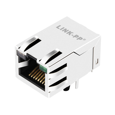 JXT7-1139NL 10G Base-T แท็บขึ้น 1 พอร์ตตัวเชื่อมต่อแจ็ค Rj45 มุมขวาป้องกันด้วยไฟ LED YG / G