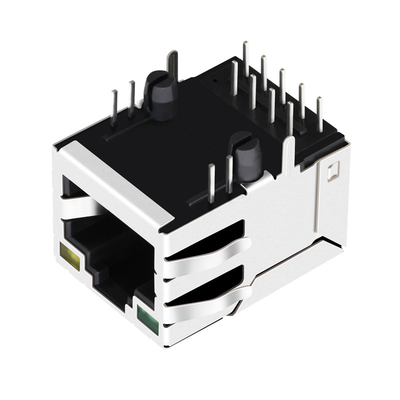JXD0-0010NL 1 แท็บพอร์ตลง 100 Base-T RJ45 Magjack พร้อมไฟ LED สีเขียว / เหลือง