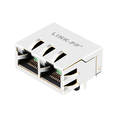 JTL-U1003NL 10G Base-T Tab Up Shielded 1x2 พอร์ตแจ็ค Rj45 พร้อมไฟ LED สีเขียว - สีเหลือง / สีเขียว