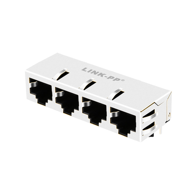1x4 พอร์ต JT8-4000HL 10G Base-T RJ45 แจ็คแม่เหล็ก 13P8C ไม่มีไฟ LED