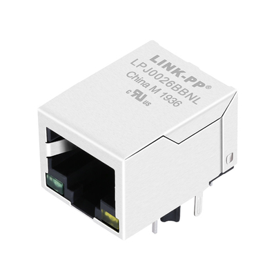 HFJ11-S026E-S1LS12 10/100 Base-T ไฟ LED สีเขียว / เหลือง 1x1 พอร์ต RJ45 Ethernet Magjack