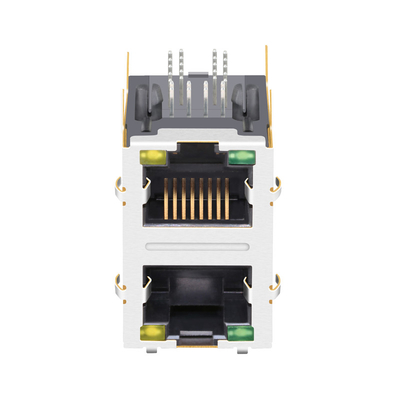 JXD9-1017NL เข้ากันได้ LINK-PP 100/1000 Base-T 2x1 พอร์ตขั้วต่อแม่เหล็ก RJ45 LED สีเขียว / เหลือง