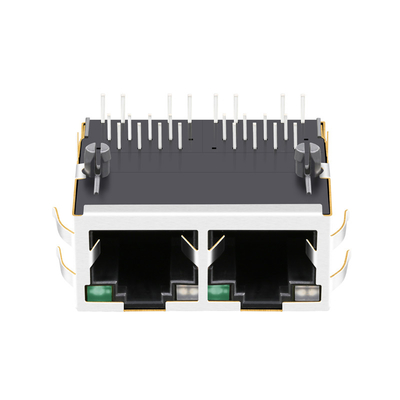 2250309-1 1X2 พอร์ต 10G Base-T Rj45 Jack Connector Tab Up ไฟ Led สีเขียวสีเหลือง / สีเขียว