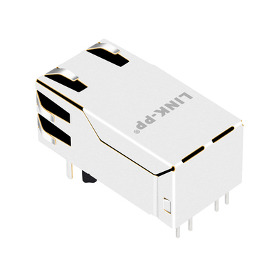0826-1X1T-KL-F 4PPoE 100W พอร์ตเดียว 5G Base-T แจ็คแม่เหล็ก RJ45 แท็บพร้อมไฟ LED