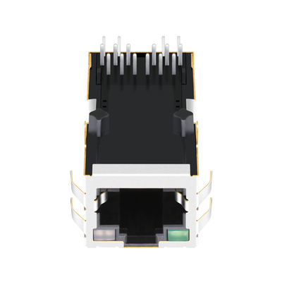 0826-1L1T-57-F 10 / 100BASE-T POE แท็บเดียวพอร์ต RJ45 MagJack พร้อมไฟ LED G / GY