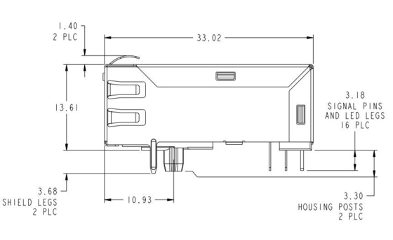 1-1840784-1 Gigabit 1000base-T Rj45 โมดูลตัวเชื่อมต่อแบบรวม Tab Up