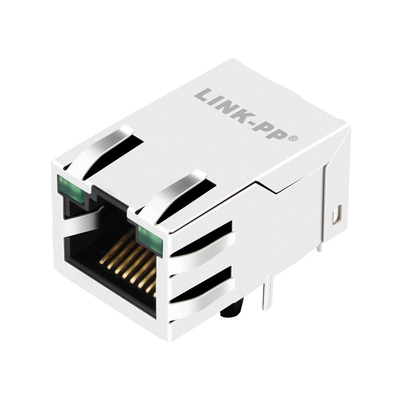 0875-1G1T-P2 พอร์ตเดี่ยว 10/100BASE-T แจ็คโมดูลาร์ rj45 6 PIN Tab Up ไฟ LED สีเขียว/สีเขียว