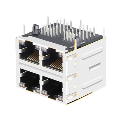 JT5-2210NL 10G Base-T 2x2 พอร์ต Rj45 แจ็ค JT5-2210NL 12p8c THT พร้อม LedS