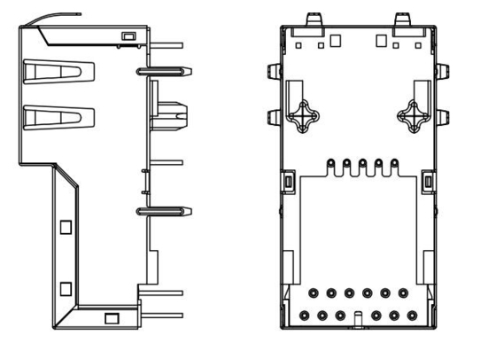 J1V-U2100NL 1000BASE-T ขั้วต่ออีเทอร์เน็ต RJ45 แนวตั้ง POE TOP ENTRY Y / GG Led