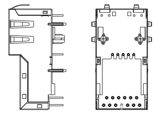 J1V-U7000NL 10GBASE-T 1X1 พอร์ตตัวเชื่อมต่อ RJ45 แนวตั้ง 4PAIR POE 60W ทางเข้าด้านบน