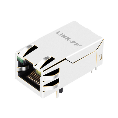 1000BASE-T 1X1 Port Tab UP PoE RJ45 MagJack พร้อม LED JK0-0229NL