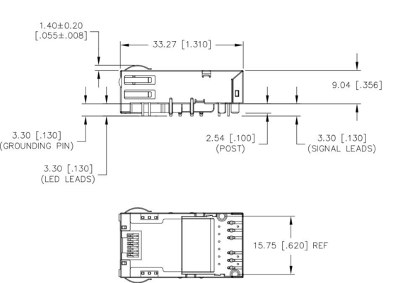 JT3-1105HL 10GBASE-T 1X1 แท็บพอร์ตลง RJ45 Magjack 12PIN GG / Y Led
