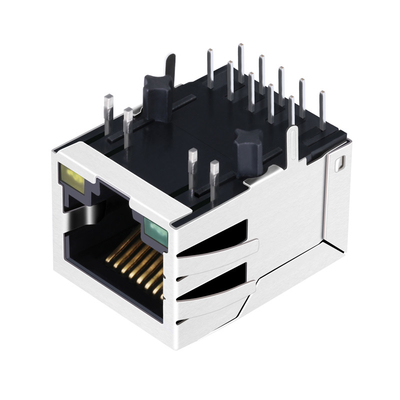 JXD0-9015NLT Tab DOWN 1000 BASE-T 10P8C แจ็คแม่เหล็ก RJ45 พร้อมไฟ LED G / Y