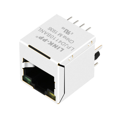 RJ4530H-R01 100 ขั้วต่อ RJ45 แนวตั้ง Base-T ไฟ LED สีเหลือง/เขียว LPJD4110BANL
