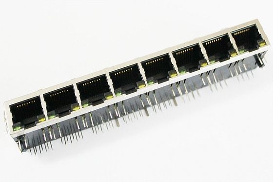 1 x 8 Multi-port RJ45 ขั้วต่อแบบยึดผิว / PCB P-RJHSE-508x-08