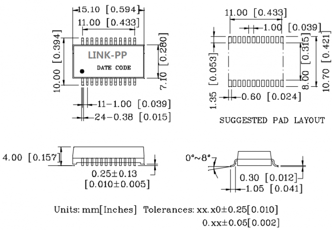 GST5009 LF 1000 BASE-T MAGNETICS MODULES มาตรฐาน IEEE 802.3ab สำหรับ 1000 BASE-T